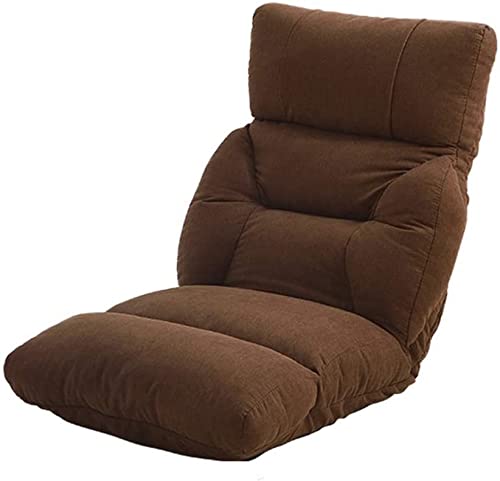 GAAHRQQQ Bodenstuhl, faltbarer Loungesessel, abnehmbar und waschbar, faules Sofa, 6 Rückenlehneneinstellungen, ergonomischer Bodenstuhl, 6 Positionen, Kopfstützenverstellung, Meditationsstuhl, Braun von GAAHRQQQ