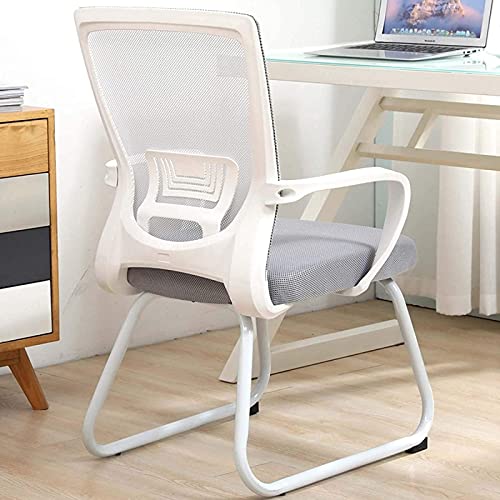 GAAHRQQQ Bürostuhl, Heimbüro, Schreibtischstühle mit Lendenwirbelstütze, mittlere Rückenlehne, Netzstoff, ergonomischer Bürostuhl ohne Rollen, Schwarz, 56 x 27 x 51 cm (Farbe: Grau, Größe: 56 x 27 x von GAAHRQQQ