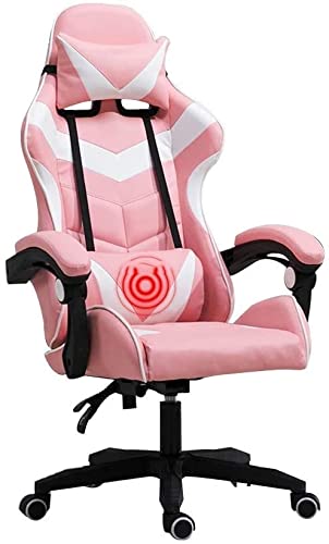 GAAHRQQQ Bürostuhl Racing Gaming Stuhl Ergonomie Hohe Rückenlehne Racing Stil Gaming Stuhl Multifunktions Verstellbarer Bürostuhl mit Kopfstütze und Lendenwirbelmassagestütze Schwarz Blau (Weiß) von GAAHRQQQ