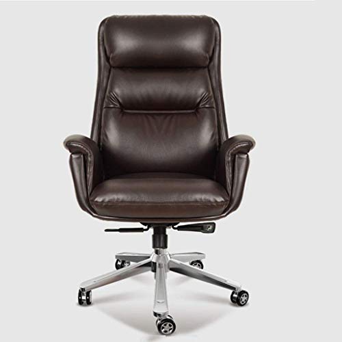 GAAHRQQQ Chefsessel, großer und hoher Drehstuhl, Computerstuhl, PU-Leder, einfach, bequem, sitzender Chefsstuhl (Farbe: Grau, Größe: Rindsleder) (braunes Technologieleder) von GAAHRQQQ