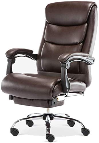 GAAHRQQQ Chefsessel mit hoher Rückenlehne, Leder, drehbar, verstellbar, mit Rollen, Braun (Farbe: Braun) von GAAHRQQQ