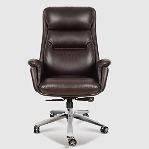 GAAHRQQQ Chefsessel mit hoher Rückenlehne, großer Sitz, Drehstuhl, Computerstuhl, PU-Leder, Kippfunktion, einfach, bequem, sitzender Chefstuhl (Farbe: Schwarz, Größe: Rindsleder) (braunes von GAAHRQQQ