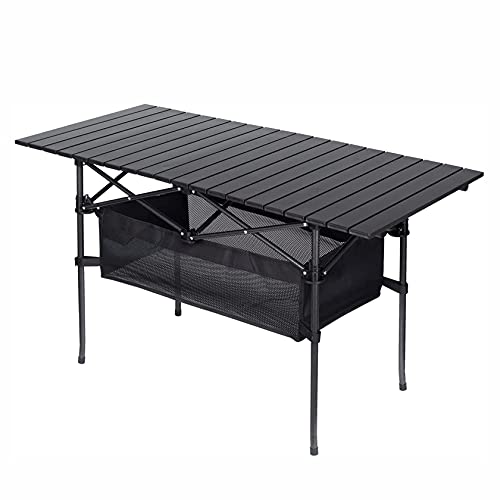 GAAHRQQQ Klappbarer Campingtisch, Picknicktisch mit Aufbewahrungstasche, tragbar, Aluminium, leicht, aufrollbar, Strandtisch für den Außenbereich, 94 x 53,3 x 50,8 cm, Schwarz GAAHRQQQ Klappbarer Campingtisch, Picknicktisch mit Aufbewahrungstasche, tragbar, Aluminium, leicht, aufrollbar, Strandtisch für den Außenbereich, 94 x 53,3 x 50,8 cm, Schwarz von GAAHRQQQ