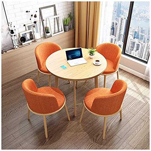 GAAHRQQQ Kombination für Büro, Empfang, 1 Tisch und 4 Stühle, Baumwoll-Leinen-Stuhl, Café, Hotel, 4S, Autohaus (Farbe: Orange) von GAAHRQQQ