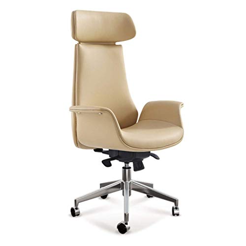 GAAHRQQQ Leder-Computerstuhl für den Haushalt, Drehstuhl, höhenverstellbar, Chefsessel, Bürostuhl, Sitz (Farbe: Beige, Größe: hohe Rückenlehne) (Beige kurze Rückenlehne) von GAAHRQQQ