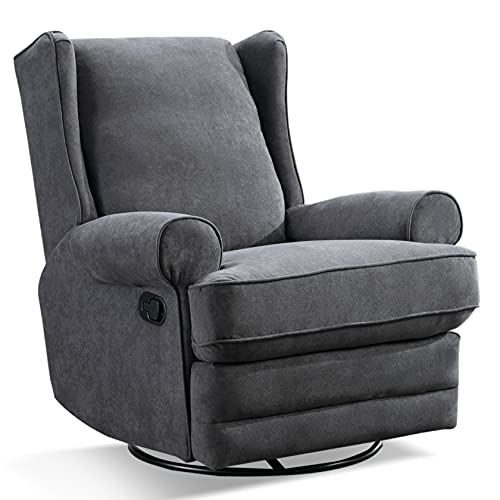 GAAHRQQQ Manueller Drehstuhl mit Wippe, 360° Einzelsitz, ergonomischer Wipp-Liegestuhl, Rollarm-Design und Schaumstoff-gefülltes Kissen (Rauchgrau) von GAAHRQQQ
