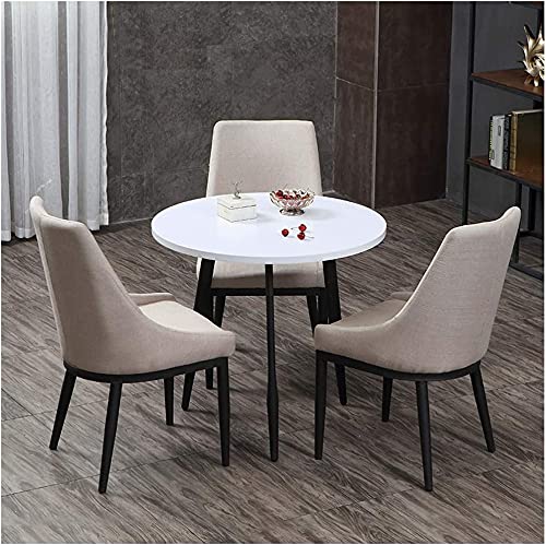 GAAHRQQQ Runder Tisch für Wohnzimmer, Outdoor, Garten, Set mit 4 Metallbeinen, 1 Tisch und 3 Stühlen, gepolsterte Rückenlehne (Farbe: Grau) (Apricot) von GAAHRQQQ