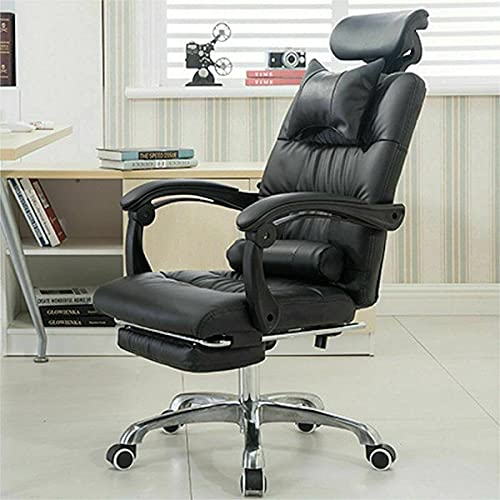 GAAHRQQQ Stuhl Home Office Stuhl Ergonomisch Verstellbarer Bürostuhl Verstellbarer Drehstuhl Recliner PU Leder Chefsessel Computerstuhl mit Fußhocker von GAAHRQQQ