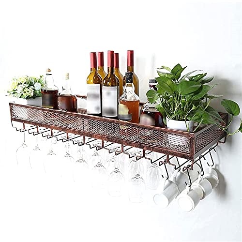 Weinregale, Wandmontage, Weinglasregale, zum Aufhängen, kopfüber / Becherhalter, Vintage-Weinflaschenhalter, Dekoration, Regal für Unterschrank, Küche, Bar (Größe: 120 x 25 cm, Farbe: Schwarz) (Bronze von GAAHRQQQ