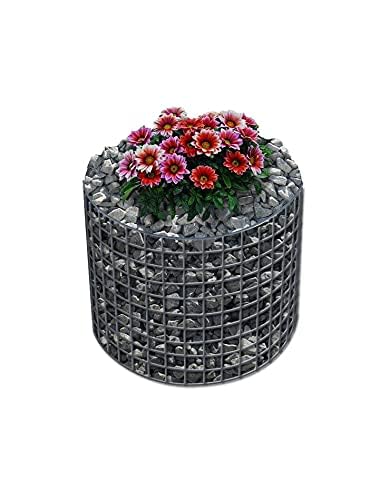 Gabiona - Gabionen Hochbeet HxD: 50 x 62 cm - Runde Steingabione als Pflanzkorb für den Garten - Maschenweite 5x10 cm von Gabiona