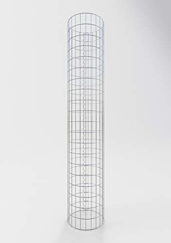 GABIONA - Gabionensäule HxD: 200 x 37 cm - Maschenweite 5 x 10 cm - Runder, verzinkter Gabionenkorb für den Garten von GABIONA