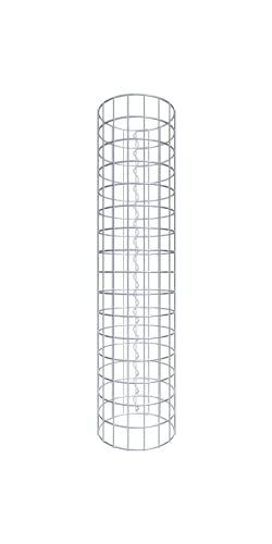 GABIONA Säule Steinkorb-Gabione rund, Maschenweite 5 x 5 cm, Höhe 80 cm, Spiralverschluss, galvanisch verzinkt (27 cm Durchmesser) von GABIONA