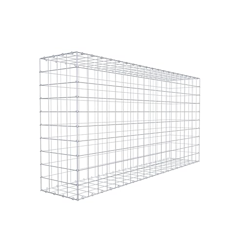 Kwadratowy kosz gabionowy na kamienie GABIONA, rozmiar oczka 10 x 10 cm, głębokość 40 cm, gabion 200 x 100 x 40 cm (dł. x wys. x gł.), pierścień typu C von Gabiona