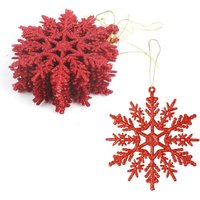 12 Stück Weihnachts-Schneeflockenanhänger, 10 cm Schneeflocken-Hängedekorationen, Christbaumschmuck, Weihnachtsdekorationen (rot) von GABRIELLE