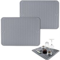 2 Stück Silikon-Abtropfmatte, 40 x 30 cm, Abtropfmatte, rutschfeste Abtropfmatte, Küchenabtropfmatte, Spülbecken-Organizer-Matte in (Grau) von GABRIELLE