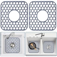 2er-Pack Silikon-Spülbeckenschutz für Küchenspüle, 31,8 x 29,2 cm mit zentralem Abflusszubehör, hitzebeständige Antirutschmatte für Porzellan- und 2er-Pack Silikon-Spülbeckenschutz für Küchenspüle, 31,8 x 29,2 cm mit zentralem Abflusszubehör, hitzebeständige Antirutschmatte für Porzellan- und von GABRIELLE