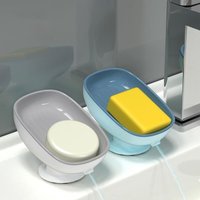 2er-Set Seifenschalen aus Kunststoff mit Ablaufgarnitur – Seifenbox für die Dusche mit Saugnapf – für Badezimmer, Küche – einfache Reinigung von GABRIELLE