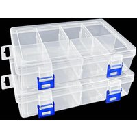 2er-Set unterteilte Aufbewahrungsboxen aus Kunststoff mit 8 verstellbaren Fächern, Organizer für Perlen, Schmuck und kleine Accessoires, praktische 2er-Set unterteilte Aufbewahrungsboxen aus Kunststoff mit 8 verstellbaren Fächern, Organizer für Perlen, Schmuck und kleine Accessoires, praktische von GABRIELLE