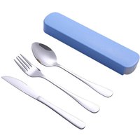 3-teiliges Edelstahl-Besteckset, Camping-Lunchbox-Besteckset, Besteckbox zum Mitnehmen, Messer, Gabel, Löffel mit blauer Aufbewahrungsbox für Camping 3-teiliges Edelstahl-Besteckset, Camping-Lunchbox-Besteckset, Besteckbox zum Mitnehmen, Messer, Gabel, Löffel mit blauer Aufbewahrungsbox für Camping von GABRIELLE