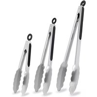 3er-Set mit rutschfestem, hitzebeständigem Griff aus Edelstahl – ideal zum Kochen, für Salate, Grillen und BBQ (21 cm + 27 cm + 34 cm) von GABRIELLE