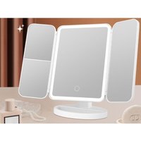 Beleuchteter Schminkspiegel, 2-fach/3-fach vergrößernder beleuchteter Spiegel, faltbarer Spiegel, 180°-Drehung, Stromversorgung über USB, Beleuchteter Schminkspiegel, 2-fach/3-fach vergrößernder beleuchteter Spiegel, faltbarer Spiegel, 180°-Drehung, Stromversorgung über USB, von GABRIELLE