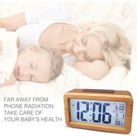 Digitaler Wecker Radiowecker Tischuhr Wasserdichter Wecker aus Massivholz mit Thermometer, Kalender und Schlummerfunktion – Bambus - Gabrielle von GABRIELLE