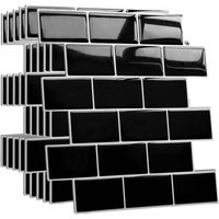 GABRIELLE Dicker selbstklebender Backsplash für Küche und Badezimmer, gefälschte selbstklebende Wandfliesen, schwarzer selbstklebender von GABRIELLE