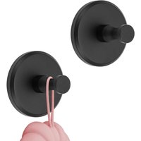 Gabrielle - 2er-Pack extra starke Haken mit Saugnapf für Badezimmer, Handtuch- und Bademantelhaken, schwarz von GABRIELLE