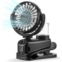 Gabrielle - Clip-on-Nebelventilator mit LED-Anzeige, wiederaufladbarer Mini-Handventilator, tragbarer Ventilator mit 4 Geschwindigkeiten, tragbarer von GABRIELLE