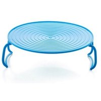 Gabrielle - Runder Dampfgarer-Rack, doppellagiger Dampfgarer-Rack, Kunststoff-Kochtabletthalter mit klappbarem Bein für Mikrowellenherd-Gerichte, von GABRIELLE