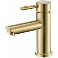 Gabrielle - Wasserhahn, Wasserhahn, Waschtischarmatur, Badezimmer, modernes Modedesign, Wasserhahn aus gebürstetem Goldmessing, Waschbecken, Warm von GABRIELLE