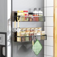 Magnetisches Gewürzregal für den Kühlschrank – 2er-Pack magnetische Regale, Kühlschrank-Organizer mit 4 abnehmbaren Haken, magnetisches Regal für die von GABRIELLE