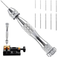 Manueller Handbohrer für Harzformen, 12 cm silberner Handspiralbohrer mit 10 Stahlbohrern (0,8–3 mm), Bohrwerkzeug für Epoxidharz, Polymerton, Holz von GABRIELLE