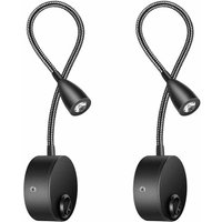 Gabrielle - Nachttisch-Wandleuchte, 2er-Pack Leuchten, Wandleuchte, LED-Leseleuchte, Schwanenhalsleuchte, 3 w, 3000 k warmweiße Leselampe von GABRIELLE