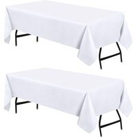 Rechteckige Tischdecke – 153 x 260 cm (2er-Set, Weiß), maschinenwaschbare Tischdecke, ideal für Partys, Veranstaltungen, Hochzeiten und Restaurants von GABRIELLE