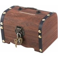 Gabrielle - Retro-Schatztruhe-Sparschwein aus Holz, antike kleine Holzkiste, dekoratives Sparschwein, geldsparende Aufbewahrungsbox, von GABRIELLE