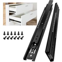 Schubladenführung, 400 mm, seitliche Schubladenführung, Gleitschiene, Vollauszug, Kugellager, Schubladenführung für Schränke, Schwarz, 1 Paar (2 von GABRIELLE