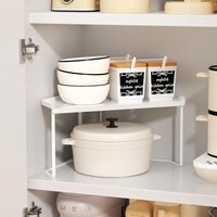 Stapelbares Metall-Lagerregal, Küchen-Eckregal mit Anti-Rutsch-Matte, Schrank-Organizer, für Küchenschrank/Badezimmer/Arbeitsplatten/Utensilien. (1, von GABRIELLE