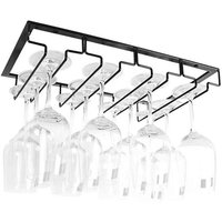 Gabrielle - Stück 4 Reihen hängender Weinglashalter aus Metall zum Aufhängen von Weingläsern unter dem Schrank, Schwarz, 40 x 22,5 cm von GABRIELLE
