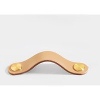 Stück Leder-Möbelgriff, Schranktürknauf, Ledergriff, Schubladenknauf, Vintage-Möbelgriff für Schränke, Kommoden, Küche, Badezimmer (Beige, 128 mm) von GABRIELLE