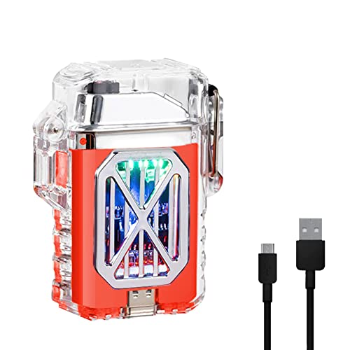 GADATOP Elektronisches wiederaufladbares Feuerzeug, Plasma elektrisches Lichtbogenfeuerzeug, transparentes wasserdichtes Feuerzeug LED Power-Display Typ-C wiederaufladbare Feuerzeug (Orange) von GADATOP