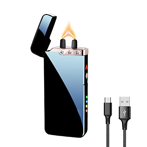 GADATOP Flame Arc Plasma Feuerzeug, elektrisches Feuerzeug, USB wiederaufladbar, elektrisches Feuerzeug, Winddicht, wasserdicht, mit LED-Batterieanzeige (schwarz) von GADATOP