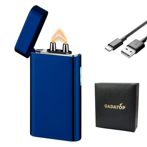 GADATOP Feuerzeug Elektrisch USB C Aufladbar Sturmfeuerzeuge Personalisiert Plasma Technologie Retro feuerzeug Camping Geburtstagsgeschenk (Blau) von GADATOP
