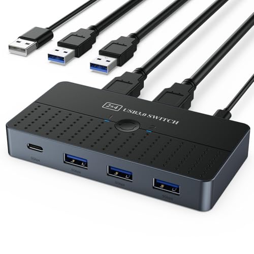 GADAW USB3.0-Tastatur Maus Umschalter Verbindet 2 Computer Mit 4 Peripheriegeräten Benutzerfreundlich Für Und Büro von GADAW