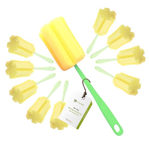 Gadget-Hero Reinigungsbürste für Flaschen 9er Set - Flaschenbürste Schwamm - Spülschwamm für Gläser - kratzfreier Flaschenreiniger mit langem Griff - Flaschenschwamm - Babyflaschen Reiniger Gadget-Hero Reinigungsbürste für Flaschen 9er Set - Flaschenbürste Schwamm - Spülschwamm für Gläser - kratzfreier Flaschenreiniger mit langem Griff - Flaschenschwamm - Babyflaschen Reiniger von GADGET HERO