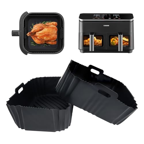 2 Stück Silikonform Heißluftfritteuse für COSORI Heißluftfritteuse 2 Kammern Airfryer, 8-in-1 Dual Zone Air Fryer XXL 8,5 L, Wiederverwendbares Airfryer Zubehör Silikon Einsätze für COSORI CAF-R901-AE von GADITIEK