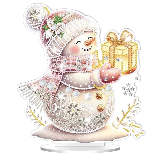 Diamond Painting Aufsteller Tischdeko Weihnachten, 5D DIY Diamant Painting Weihnachtstischdeko,Diamant Malerei Stehend Kunst Set für Erwachsene Hausgeschenk Deko (Schneemann gibt Geschenke) von GADITIEK