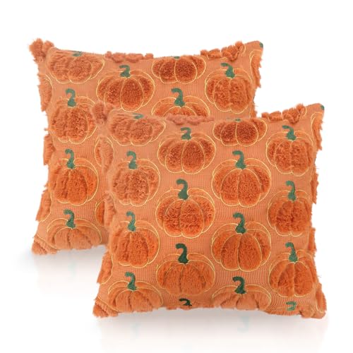 GADITIEK 2 Stück Herbst Kissenbezüge 45 x 45 cm Kürbis Herbst Kissen Autumn Decor Fall Zimmer Deko Aesthetic, Herbst Bettwäsche Aesthetic Decor (Goldrandkürbis) von GADITIEK