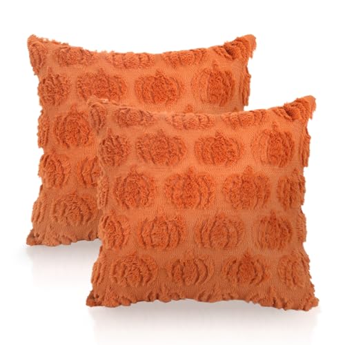 GADITIEK 2 Stück Herbst Kissenbezüge 45 x 45 cm Kürbis Herbst Kissen Autumn Decor Fall Zimmer Deko Aesthetic, Herbst Bettwäsche Aesthetic Decor (Rostkürbis) von GADITIEK