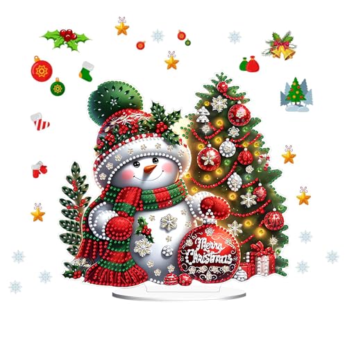 Schneemann Diamond Painting Weihnachten, Schneemann Tischdeko Weihnachten, 5D Diamond Painting Tischdeko DIY Diamant Painting Weihnachtsdeko Erwachsene Set von GADITIEK